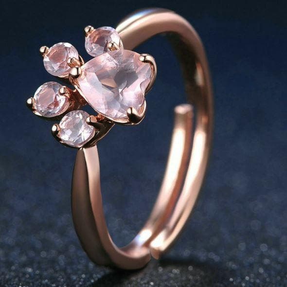 Adjustable Rose Quartz 925 Sterling Silver Cat Paw Ring – SPLASHBUY